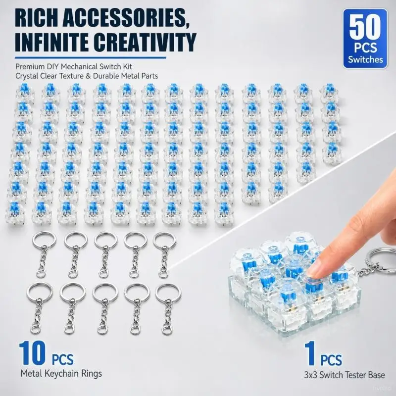 10PCS Keychain 30Pcs Keyboard Clickers For 3D Prints Crisp Clicks Mechanical Keyboard Switches 3D Printed Clicker Fidget Extra