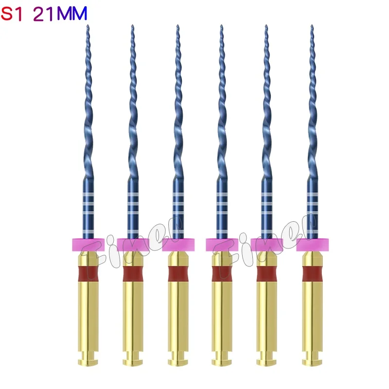 6 قطعة برو الأسنان تفتق الأزرق اللبية الملفات SX-F3 الروتاري إندو الملفات 21/25 مللي متر الحرارة المنشط قناة الجذر ملف طب الأسنان