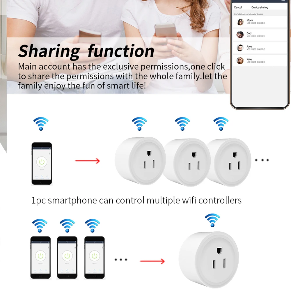 Tuya Wifi Smart Us Plug Socket 10a Met Power Monitor Huishoudapparaat Socket Voice Afstandsbediening Werkt Met Alexa Google Home