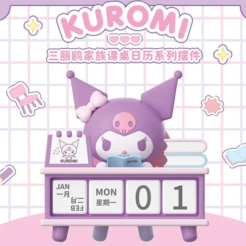 

Kuromi Pompompurin Desk Calendar Series Figure Blind Box Cute Anime Character Display with Date Function