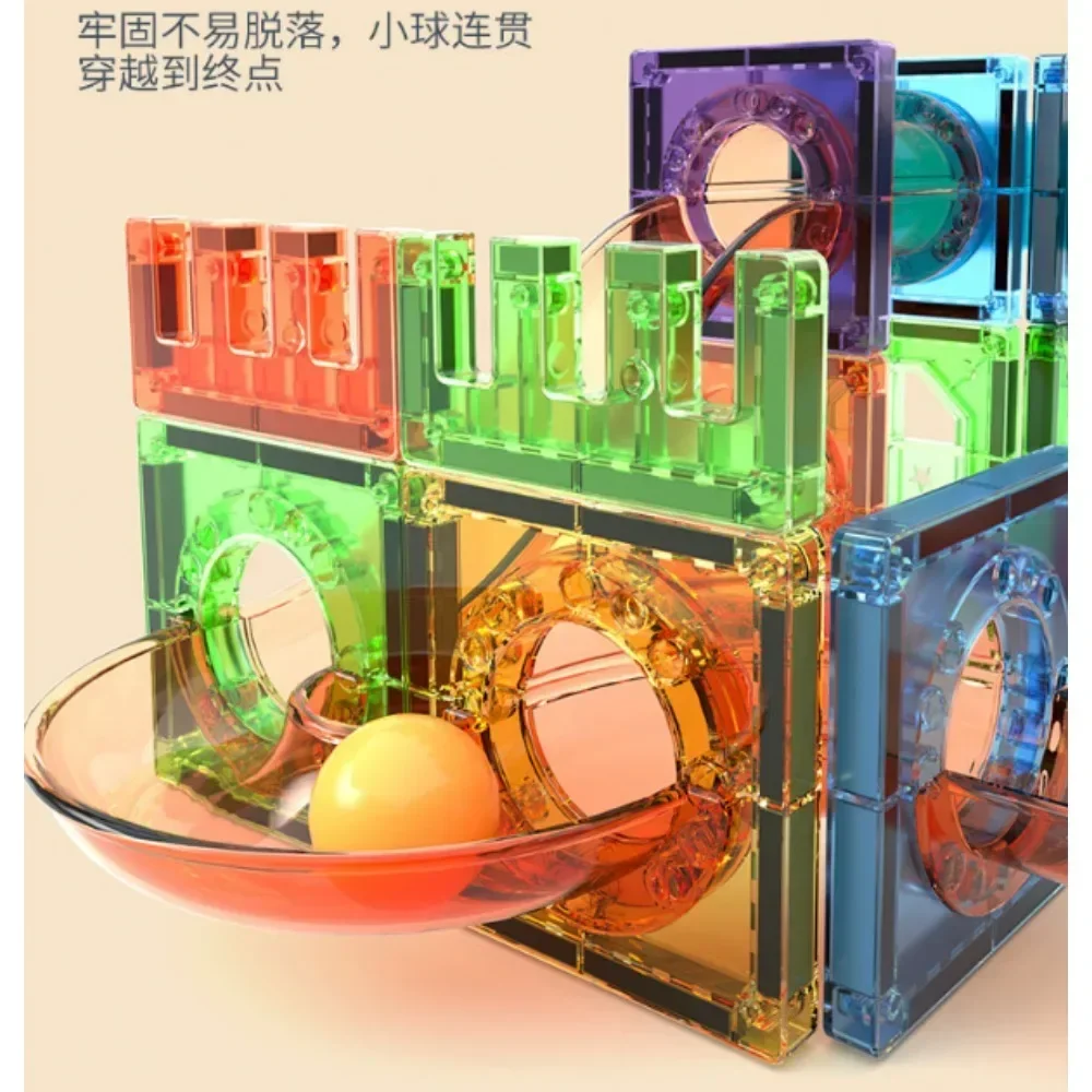 1 Set Versatile Magnetic Assembly Building Blocks Colorful 3D Marble Run Race Track Construction Set for Children Tiles Ball Toy