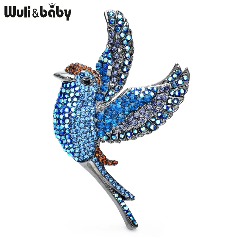 

Wuli&baby Big Shining Bird Brooches For Women Unisex 2-color Charming Rhinestone Animal Party Office Brooch Pins Gifts