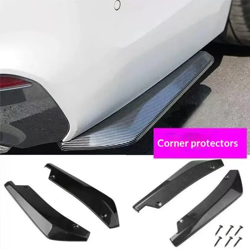 Carbon Fiber Universal Car Rear Bumper Lip Diffuser with Side Skirt Extension Improves Sporty Aesthetic and Safety