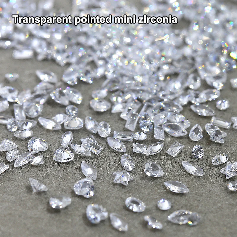 50Pcs Mini Nail Rhinestones Transparent Zircon Flash Nail Art Crystal Gems Dazzling Manicure Tip 3D Nail Art Decoration