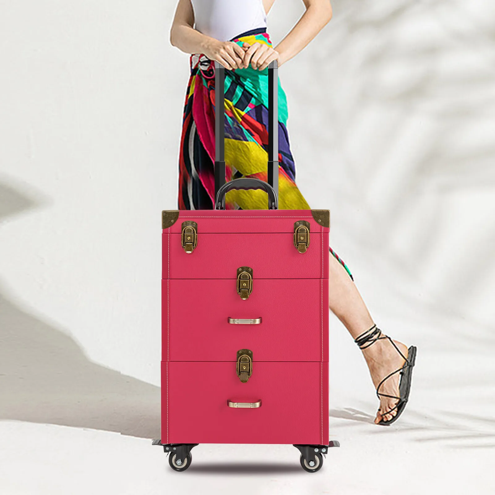 

Cosmetics Rolling Cases Travel Makeup Rolling Organizer Nail Polish Storage Box