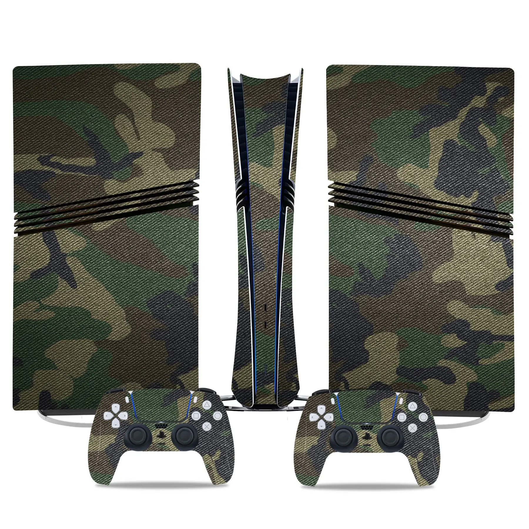 For PS5 Pro: Camouflage Vinyl Skin Sticker Set for Console & Controller, PVC Air-release, Easy to Apply & Remove