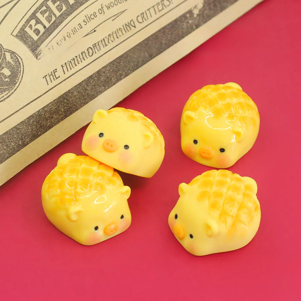 Kawaii Resin Mini 3D Piggy Pineapple Bread Figures Flatback DIY Scrapbooking Embellishment Material Accessories Crafts Supplies