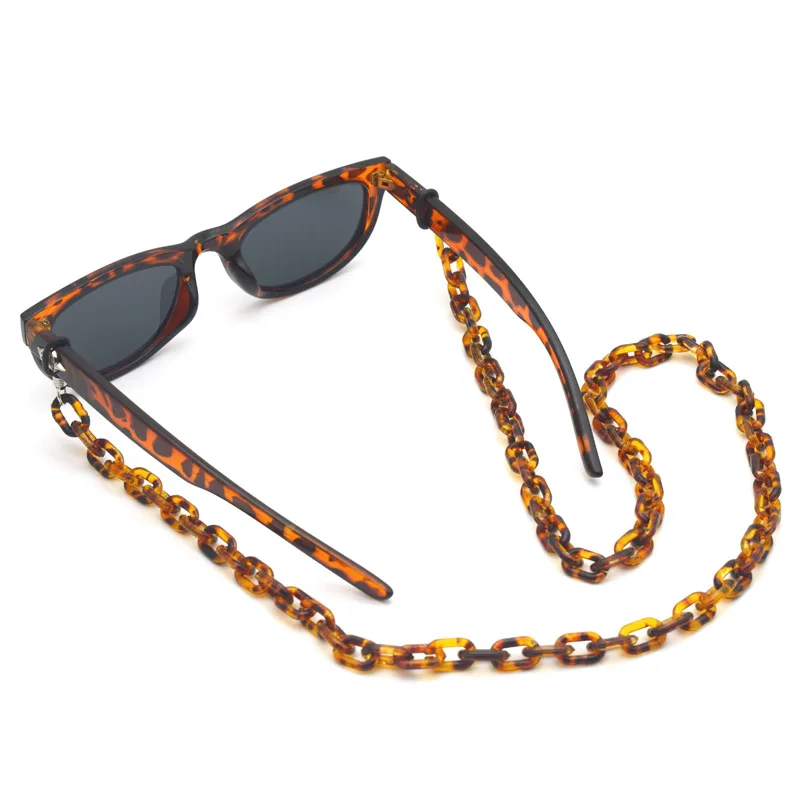 Fashion Leopard Women's Acrylic Glasses Chain Sunglasses Headphone Chain Eyeglass Anti-Lost Lanyard Neck Chain Hang Mask Strap