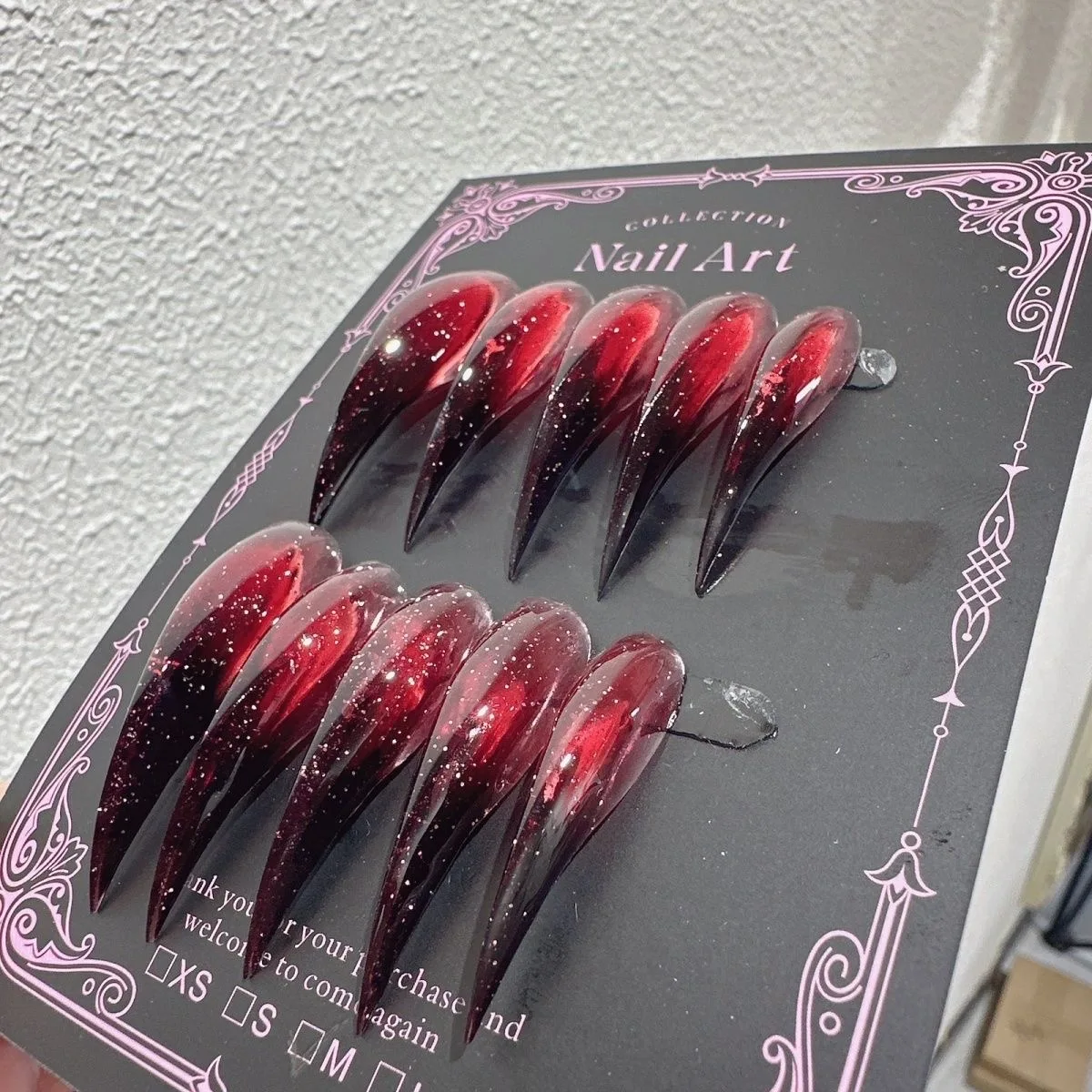 Handmade Long Dragon Shape Claw Press On Nails 10PCS Short Cat Claws Acrylic False Nail Stickers Rhinestone Fake Nail With Glue