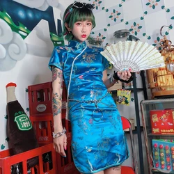 Plus Size Brocade Dragons Phoenixes Cheongsam Female Qipao Novelty Chinese Dress Sexy Slim Split Vestidos Cosplay Costumes 6XL