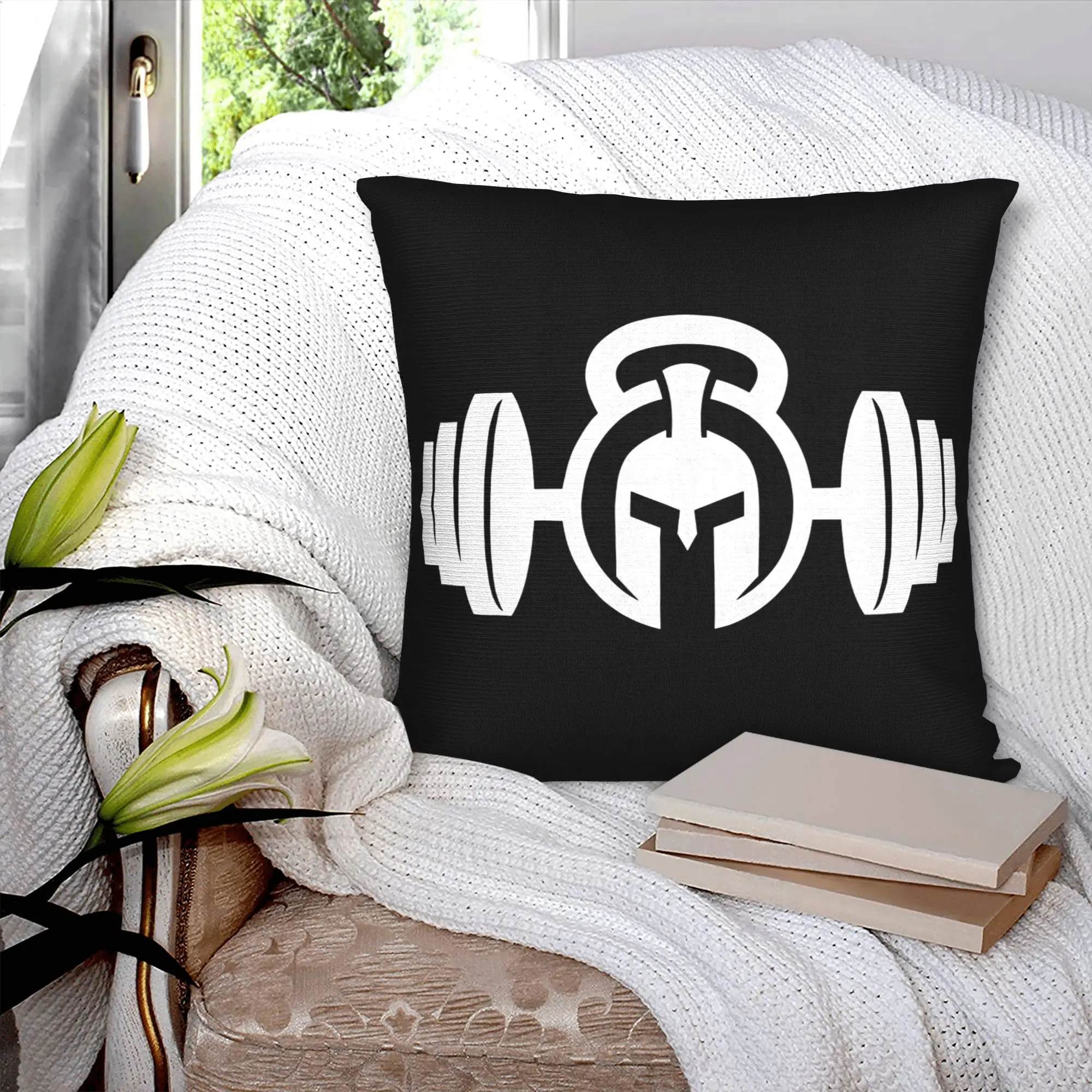 Spartan Gym Logo Throw Pillow Covers Home Decorative Nordic Bodybuilding Fitness Muscle Cushions for Sofa Square Pillowcase