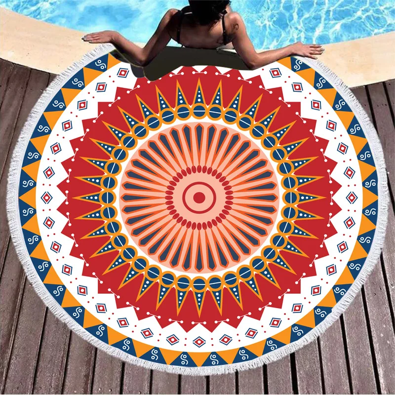 Towel spa bath towels for the body Microfiber bath robes for women shower geometric round compressed print microfiber fabric