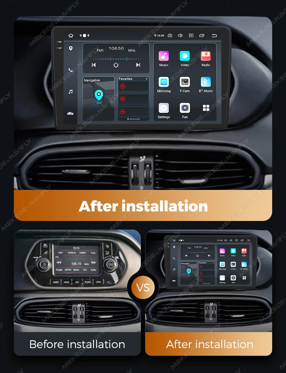 Android 14 For Fiat Tipo Egea Dodge Neon 2015-2018 Car Multimedia Radio Video Player RDS WIFI GPS Navi Carplay Autoradio Stereo