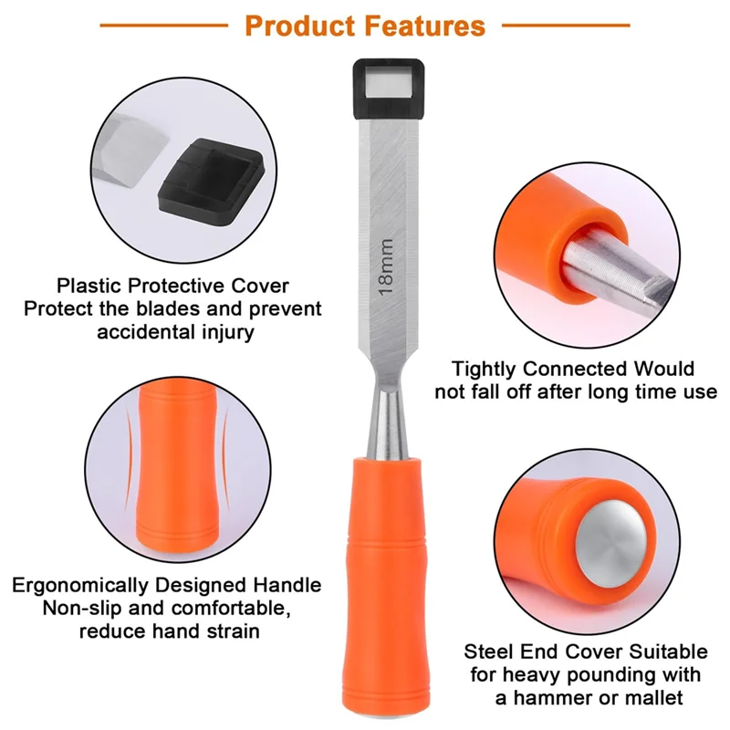 

BYBS-5 Piece Wood Chisel Sets Woodworking Tools Set, Wood Chisels For Woodworking With Steel Hammer End, Wood Tools Chisel