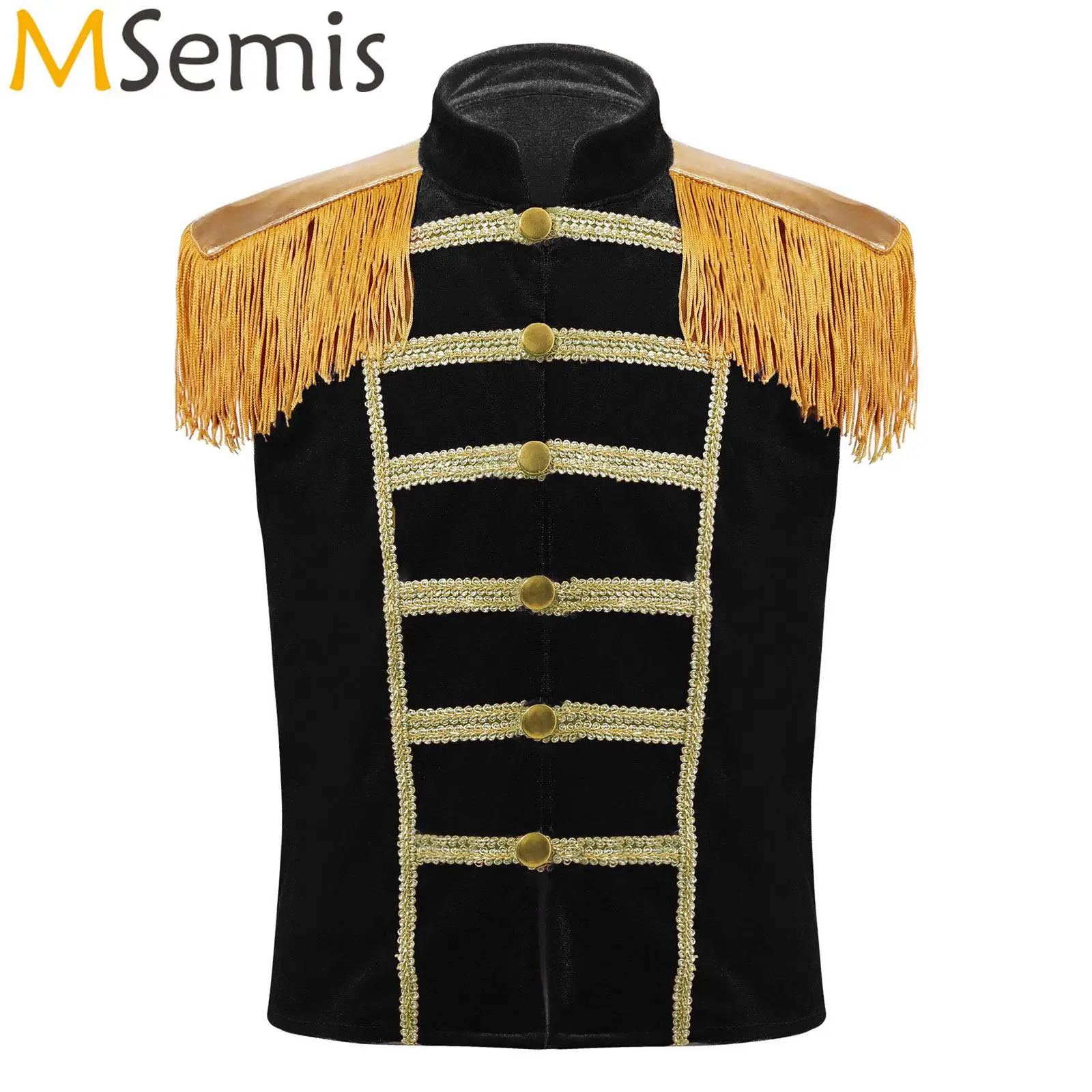 Marching Band Kids Military Vest Drummer Parade Sleeveless Waistcoat Boys Girls Circus Suit for Halloween Stage Performance