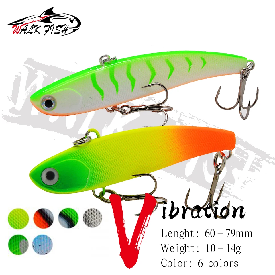 WALK FISH 1PCS VIB 10g 14g Sinking Vibration Fishing Lure Hard Plastic Artificial VIB Winter Ice Fishing Pike Bait Tackle Isca