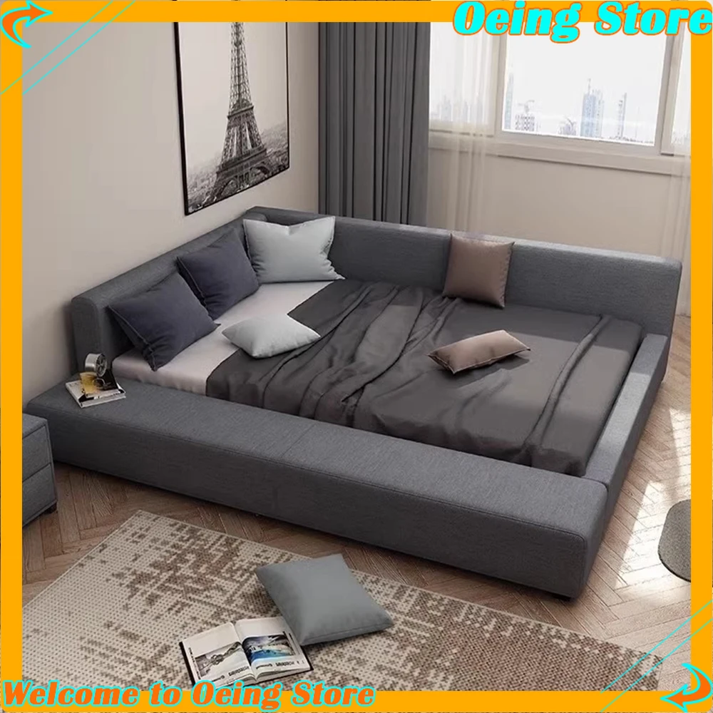 

Heavy Duty Headboard Beds Frames Queen Black Sleeping Upholstery Beds 180x200cm Tatami Twin letto matrimoniale Furnitures