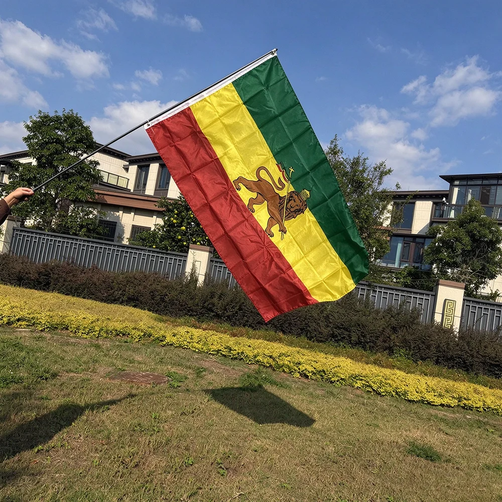 3x5fts Ethiopian Flag 90x150CM Double Penetration Polyester Judah Lion Ethiopian Lion of Judah Flag For Decoration