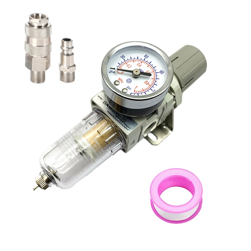 AW2000-02 Pneumatic Compressor Air Filter Source Treatment Filters Pressure Regulator Gauge Oil Separator