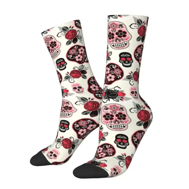 

Day Of The Dead Calavera Skulls Dress Socks Men's Women's Warm Funny Novelty Mexican Floral Crew Socks