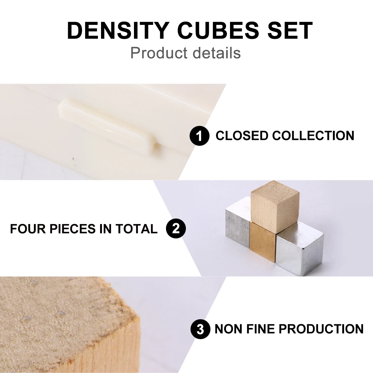 

4 Pcs Density Experiment Kit Copper Cube Wooden Block Chisel Elements Aluminum Science Education Products Man