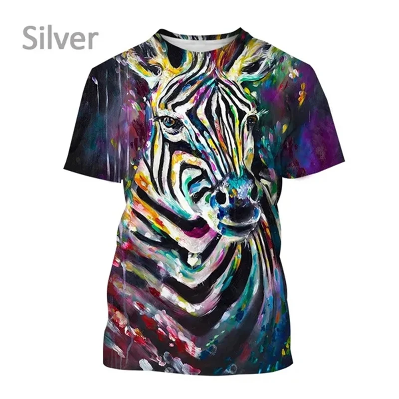 Zebra Animal 3D Printing Breathable Short Sleeve T Shirt Men\'s Prairie Horse Hip-Hop Style Streetwear Top Streak Zebra T-shirts