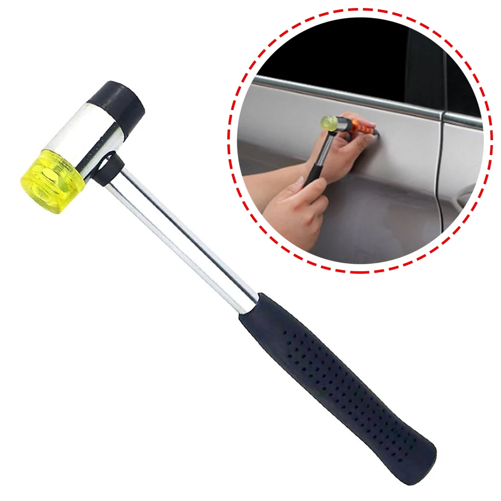

Mini Small Rubber Hammer Double Face Soft Touch Hammer Black Plastic Coated Grip Double Head Rubber Hammer Handheld Tool Leather