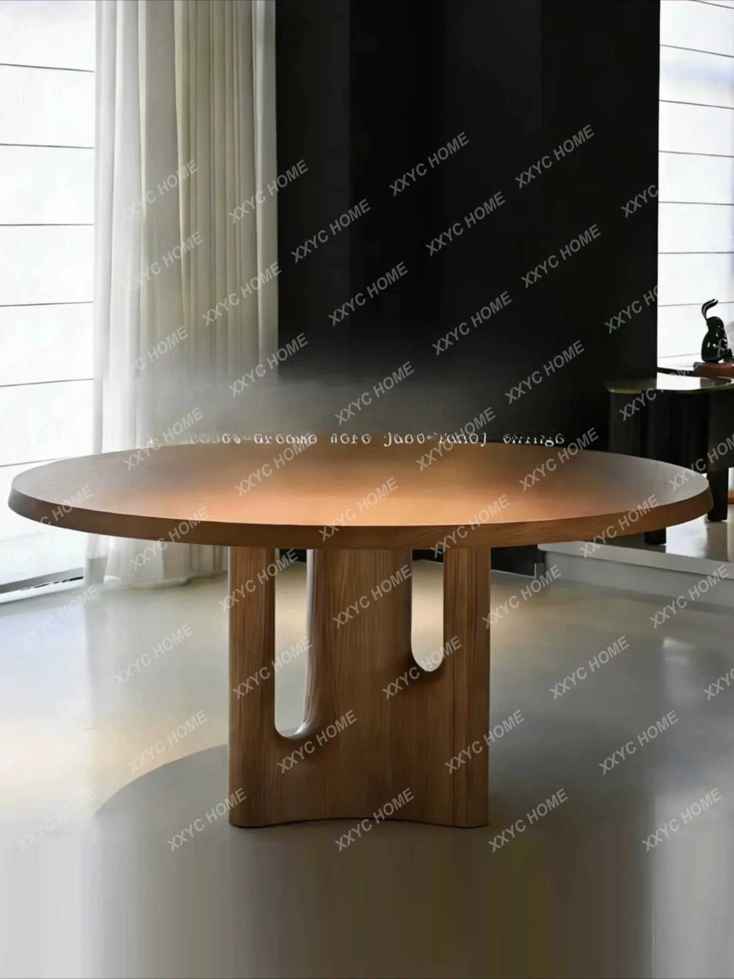 Medieval solid wood round dining table ash wood art high-end coffee table household dining table