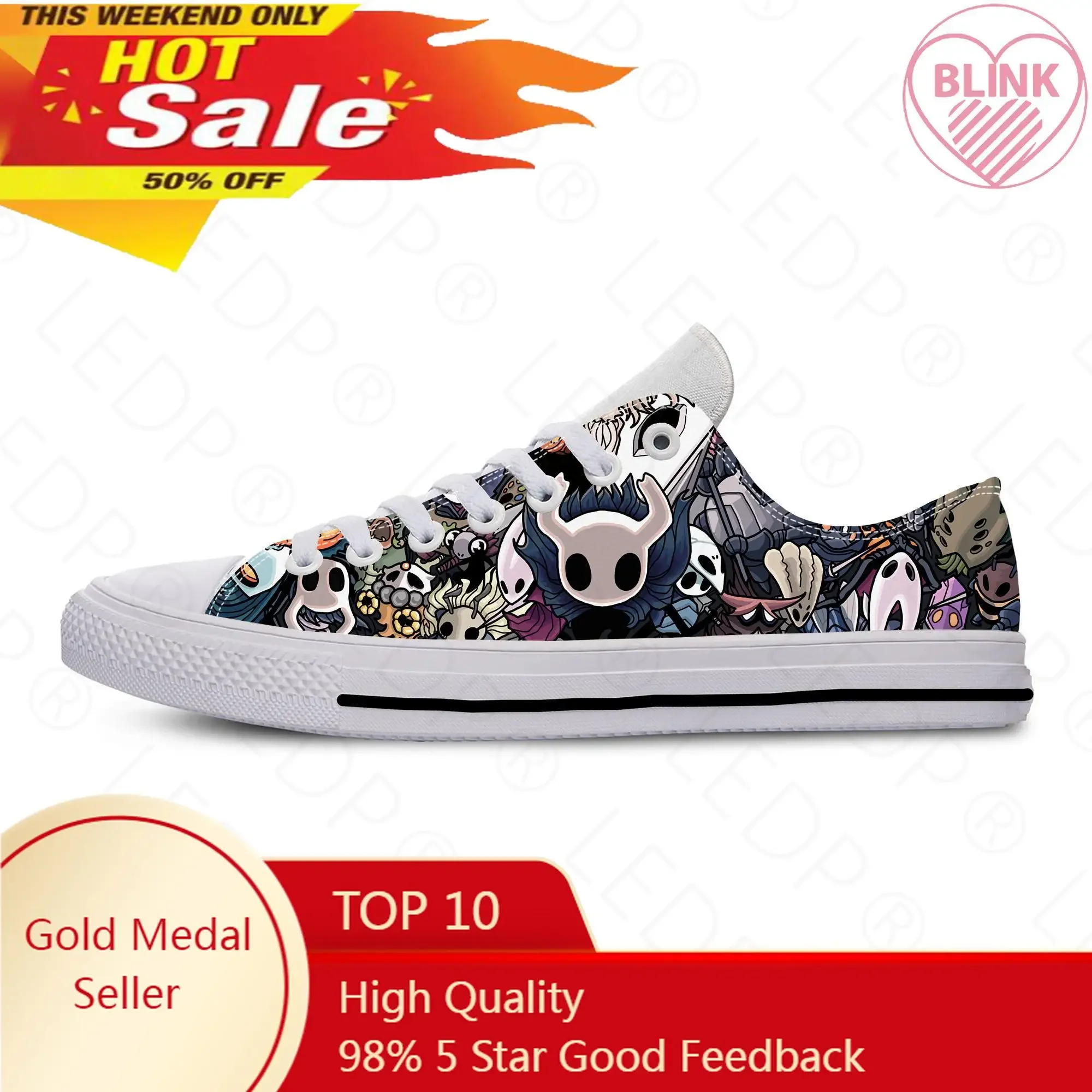 

Anime Cartoon Game Ghost Hollow Knight Cool Funny Casual Cloth Shoes Low Top Breathable Lightweight 3D Print Men Women Sneakers