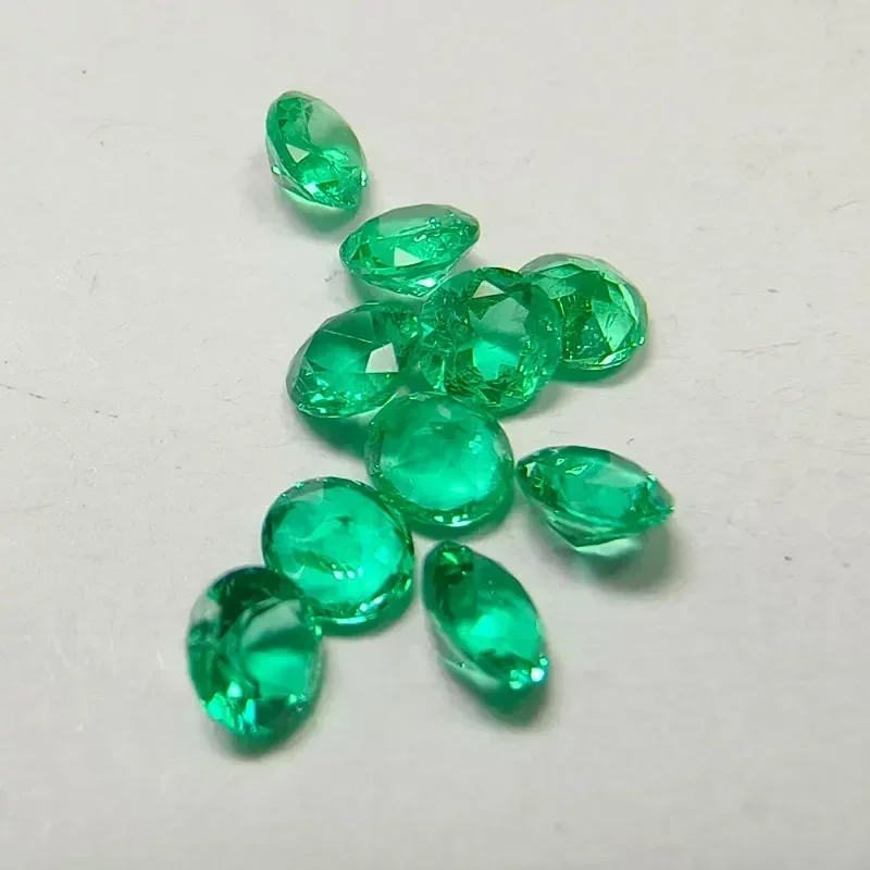 

Wholesale Lab Grown Round Shape Columbia Emerald Hand Cut Gemstone for DIY Charms Women Advanced Jewelry Making Materials