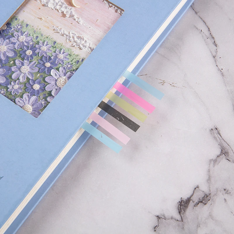 300Pcs Semi-transparent Stickers Color Fluorescent Sticky Note Index Strip Writable Flag Tabs Bookmark Reading Aids