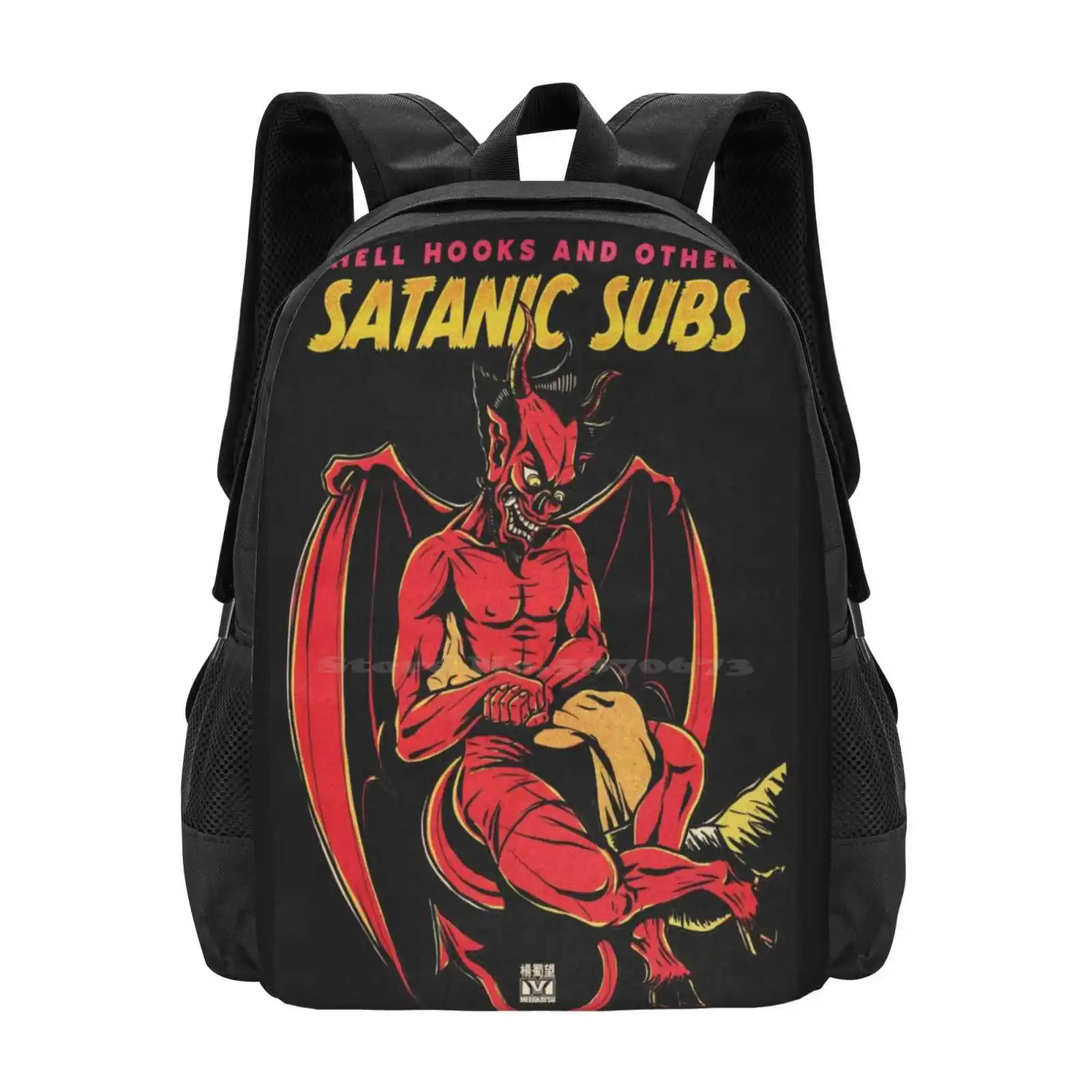 Satanic Subs Hot Sale Schoolbag Backpack Fashion Bags Bjj Jiujitsu Brazilian Jiu Jitsu Devil Demon Satan Vintage Comic Heel