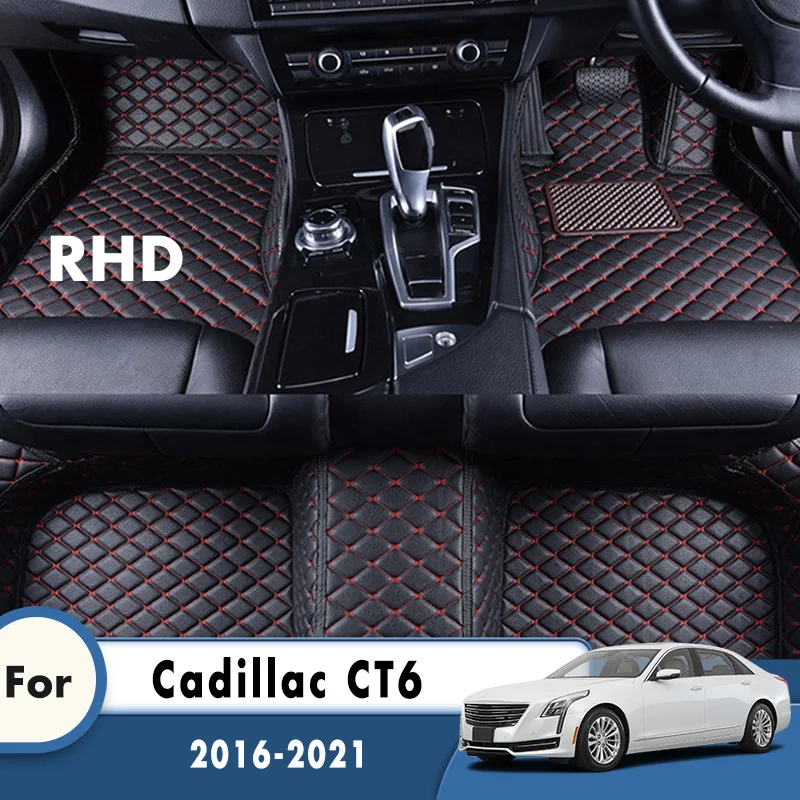 

RHD Car Floor Mats For Cadillac CT6 2021 2020 2019 2018 2017 2016 Carpets Auto Parts Interior Rugs Pedals Cover Foot Accessories