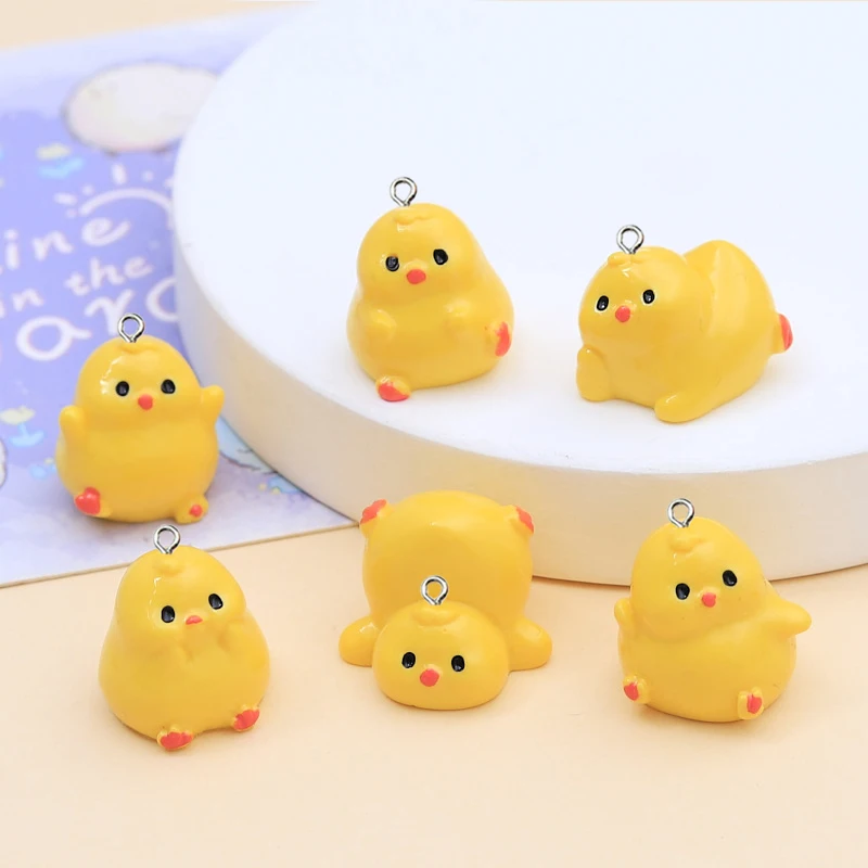 10Pcs 3D Cartoon Yellow Chick Resin Charms Kawaii  Animals Pendants for Earrings Necklace Keychains DIY Jewelry Make Accessories