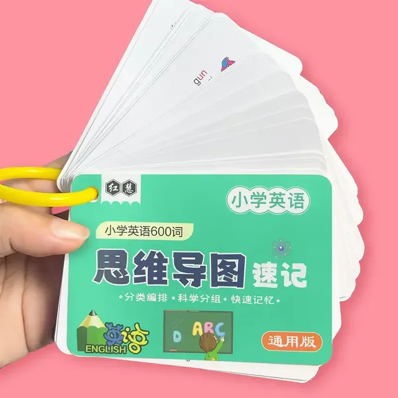 Children English Root Flashcards Phonetic Symbol English Vocabulary Mind Maps 600 Words Quick Memory Learning for Primary School