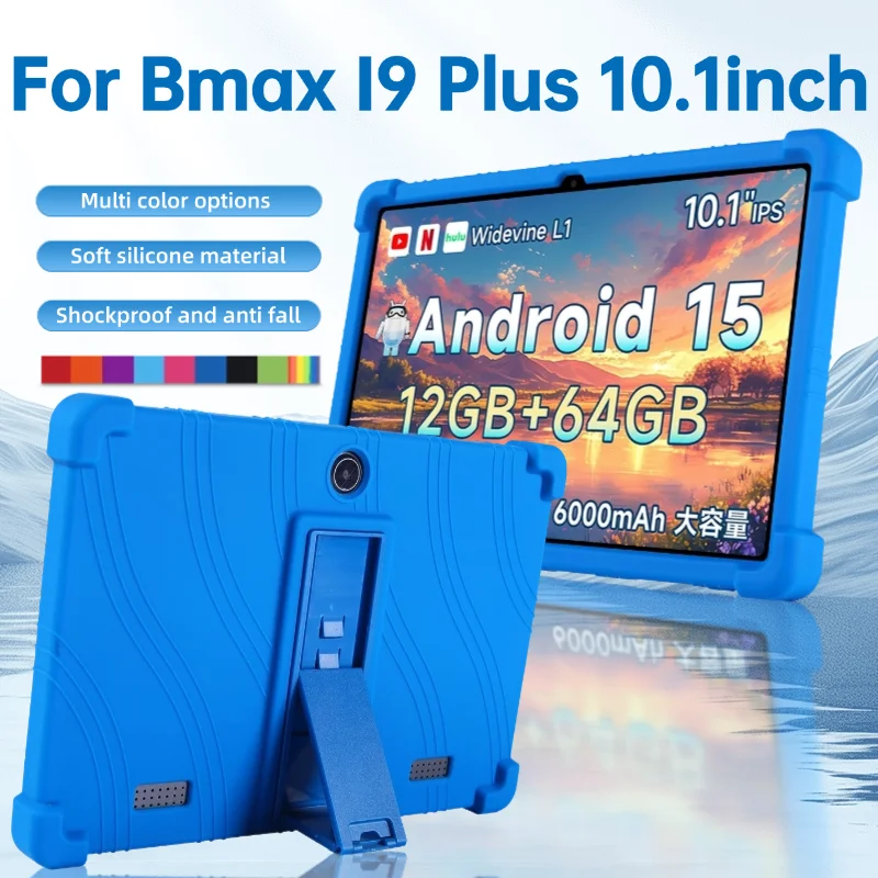 Para BMAX Kids Tablet I9 Plus 10,1 "Android 15 tabletas PC funda de silicona niños amigables soporte ajustable funda protectora