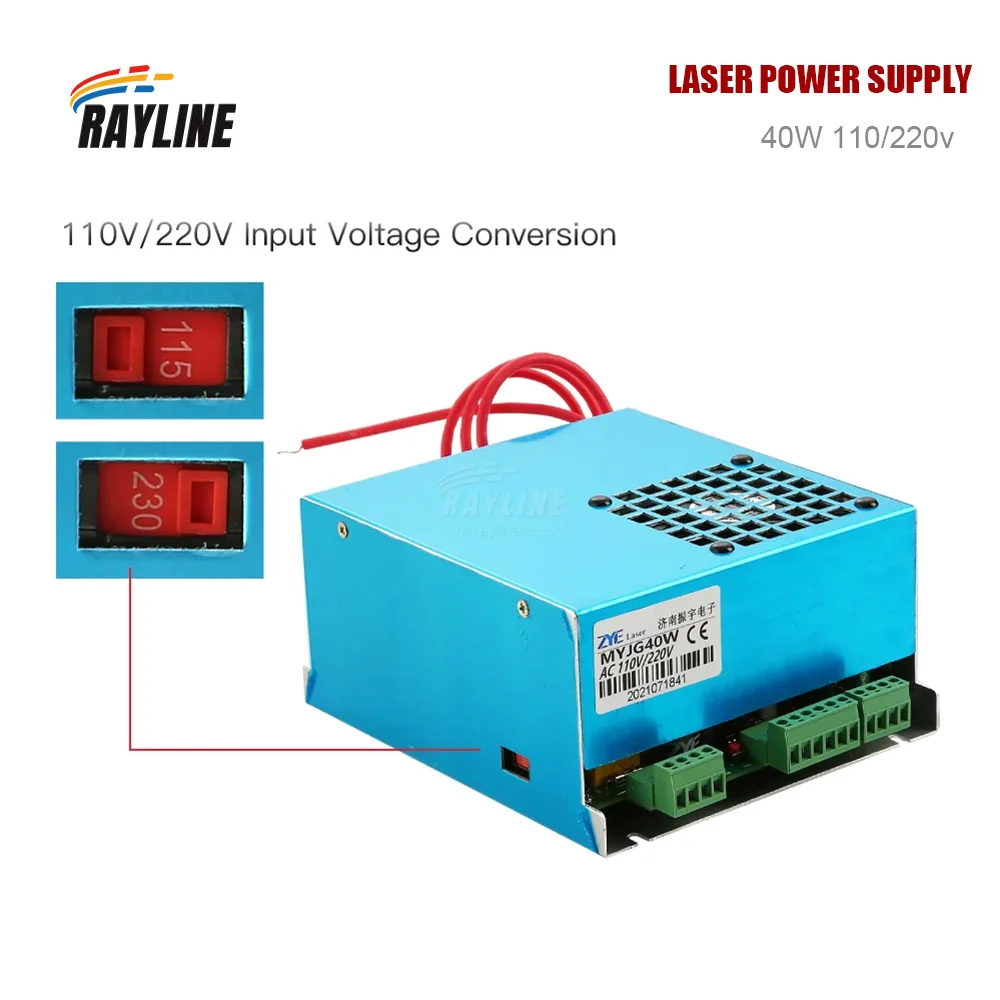 Rayline DY13 Co2 Laser Power Supply MYJG-40W For RECI Z2/W2/S2 110v/220v Co2 Laser Tube Engraving / Cutting Machine DY Series