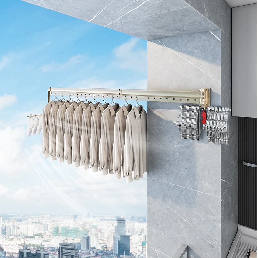 Wholesale Heavy Bearing Clothes Drying Racks Balcony Adjustable Aluminum Alloy Clothes Drying Racks