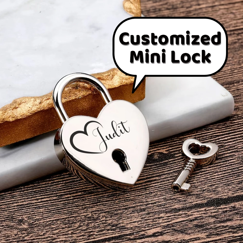 1 шт., красочный замок в форме сердца с индивидуальным именем, мини-замок в форме сердца, навесной замок с любовью, свадебный замок с ключом для юбилеев
