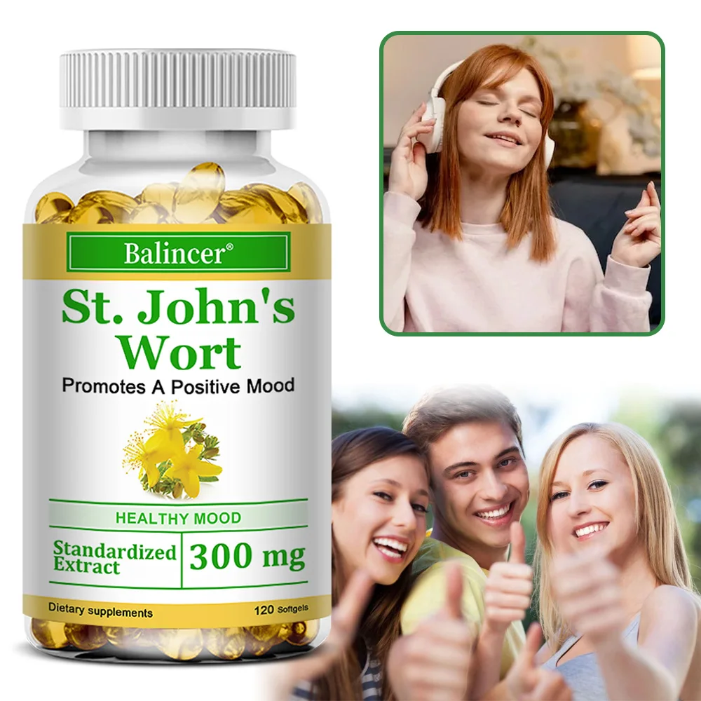 St. John's Wort Capsules 0.3% Hypericin, Stress Relief, Mood Support, Regulate Sleep, Emotional & Mental Health, Relaxation