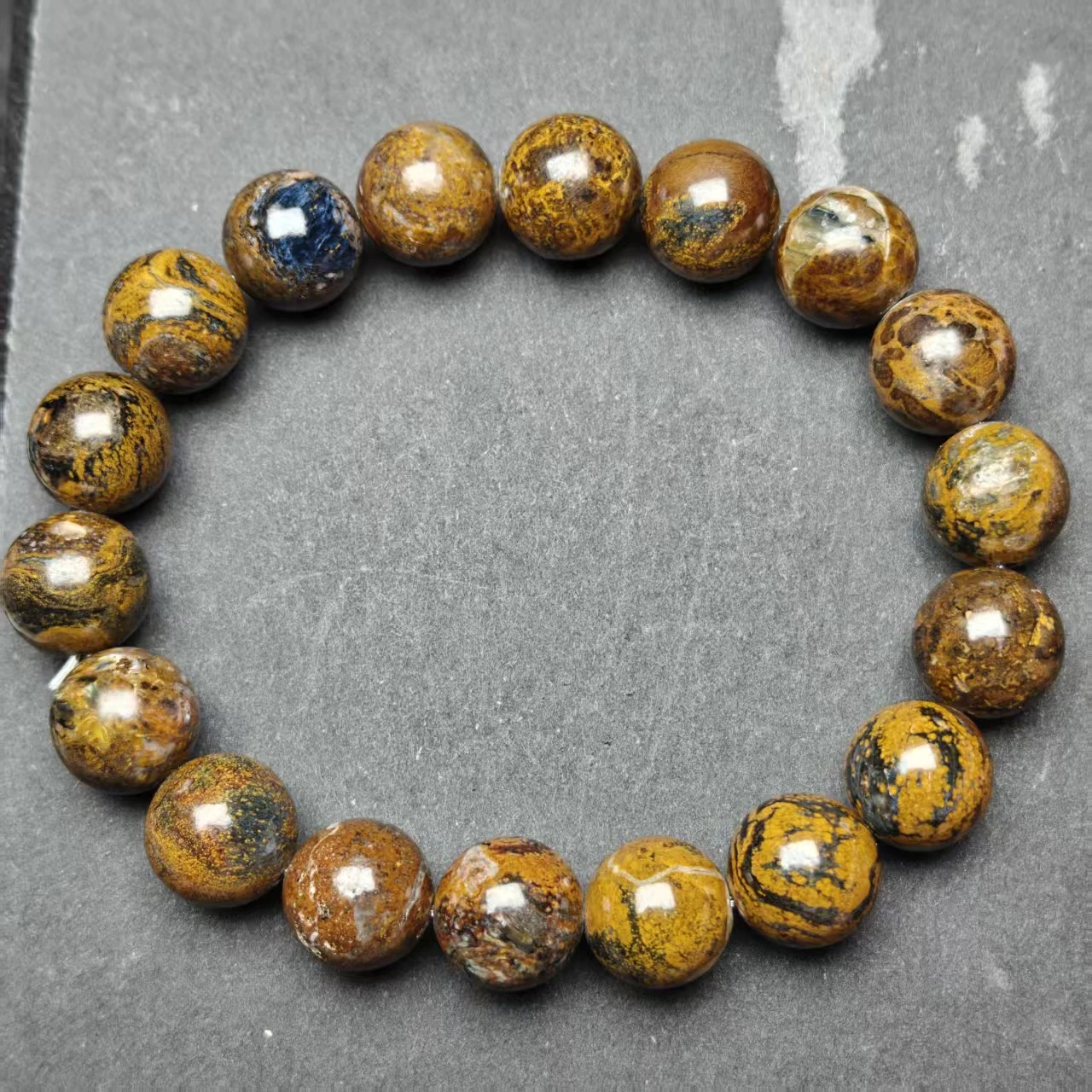XingYu Natürliche AAA Denim-Farbene Pietersite Glatte Runde Lose Perlen für Schmuckherstellung Elastisches Seil Handgemachtes Armband-Design – Detail 7
