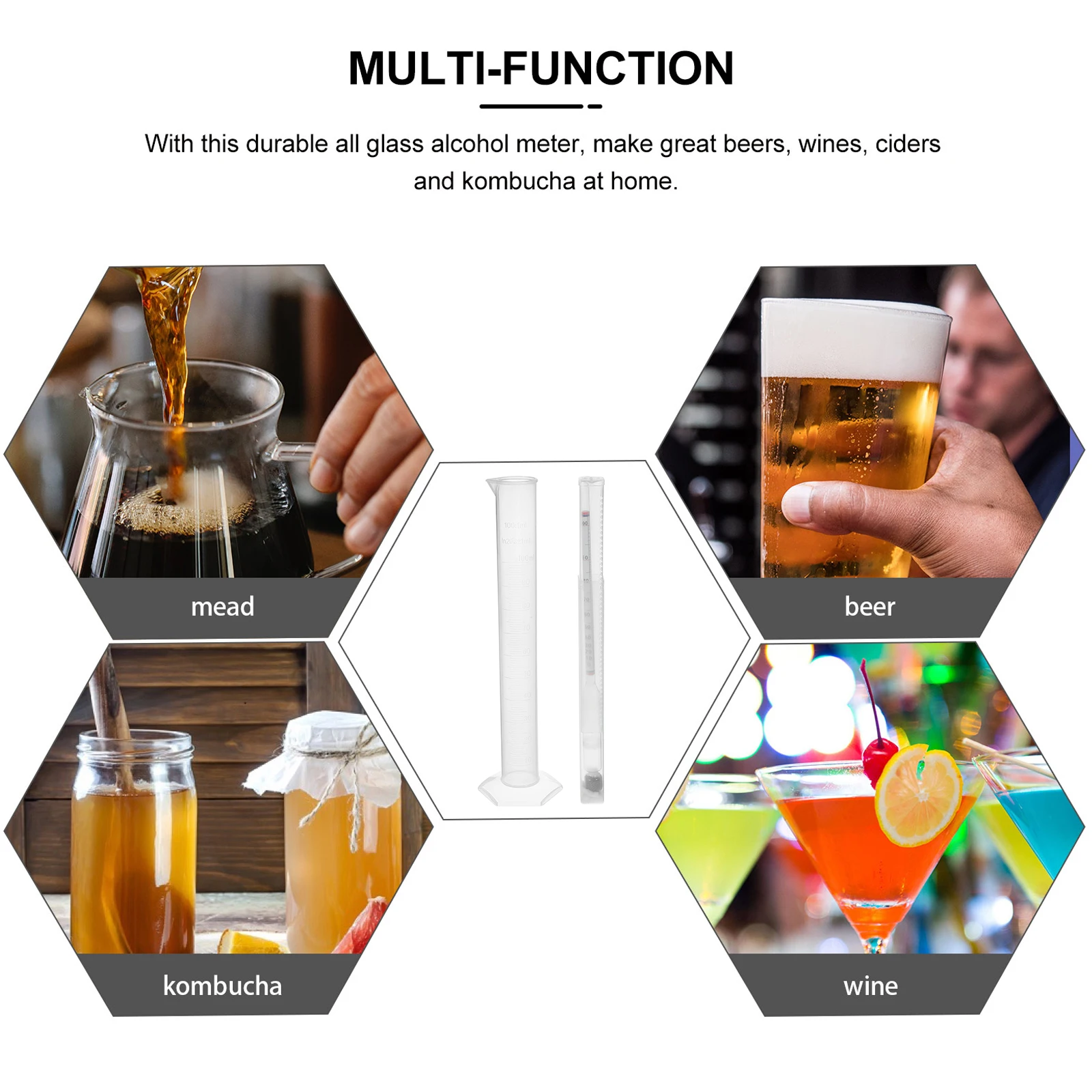 

Alcohol Concentration Meter Hydrometer Tester Specific for Alcohol Density Beer Use Plastic Glass