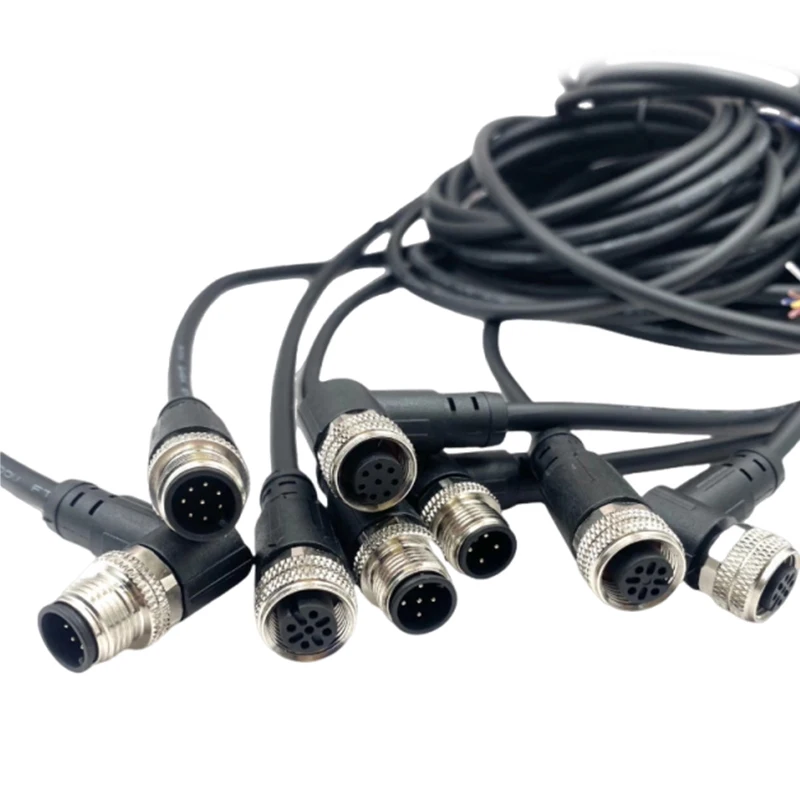 M12 4 5 8 12 17 Pin Shielded IO Cable Waterproof Aviation Plug Wire M12 Encoded Sensor Connector Line Male Female Network Cable