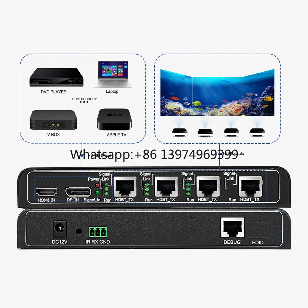 4K60 Scalable Large-Screen Processeor 1 in 4 Out Multi-Screen Viewer 2X2 Pixel Mapping Multi-Screen Expander for Conference Room