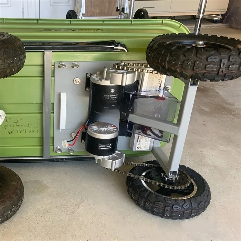 2 * 250W 10 Inch Dual Drive Pneumatic Wheel Reverse Electric Conversion Kit for Easy Carrying of 200kg Handcart Flatbed