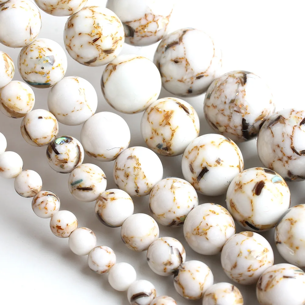 4mm Wholesale Natural Stone Beads White Howlite Loose Round Beads for Jewelry Making DIY Gift Bracelet Necklace Accessories 15\'\'