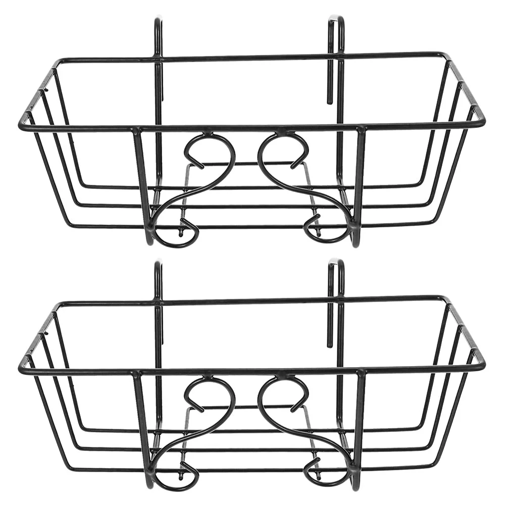 

2 Pcs Shelf Flower Stand Fence Plants Hangers Railing Pot Rack 3200X1500X1400CM Iron Balcony Planter Hanging Holder