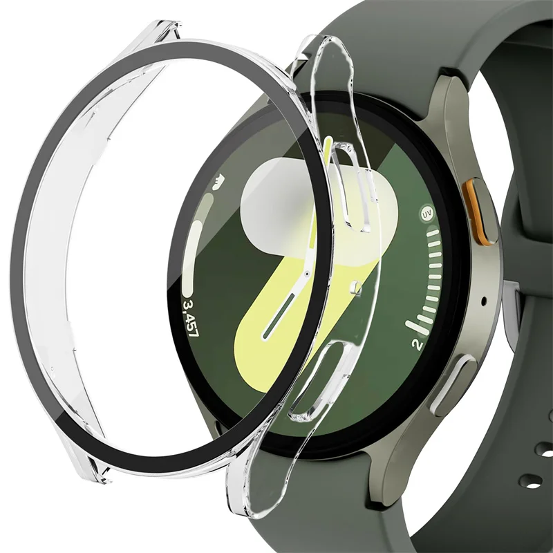 Glass+Case for Samsung Galaxy Watch 7 6 5 4 40mm/44mm Screen Protector Tempered Glass&Hard Protective Bumper Cover Accessories