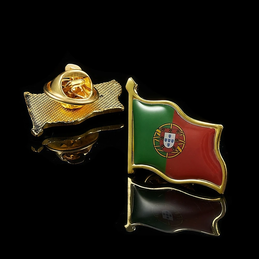 Portugal Flag Brooch Proud National Emblem Lapel Wearable Badge Safety Buckle Pin Collection