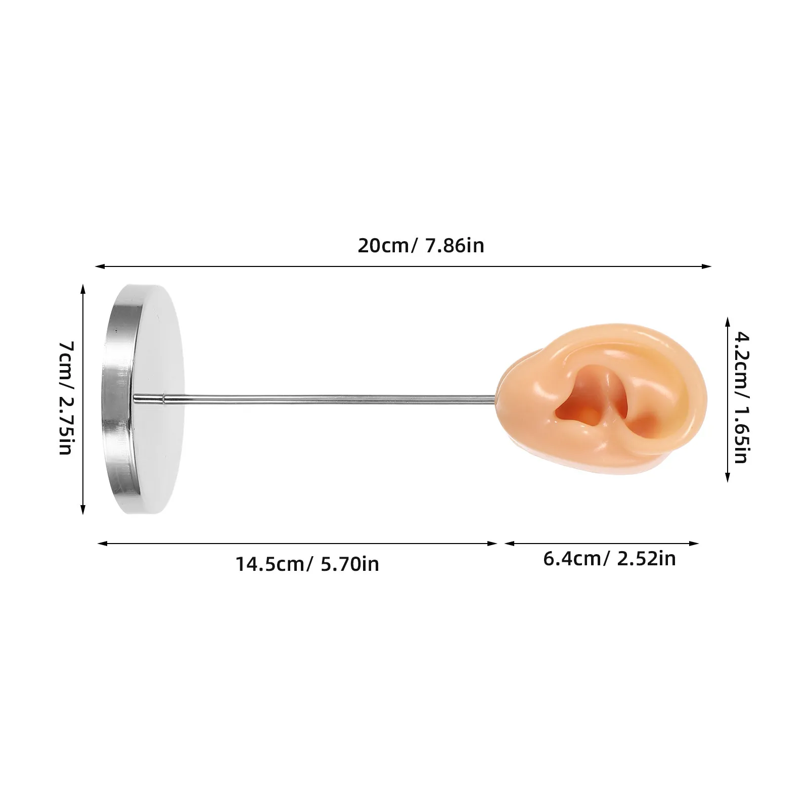 2Pcs Earring Holder Jewelry Display Stand Soft Silicone Ear Shape Round Base Metal Stand for Wedding Stud Vendor Display